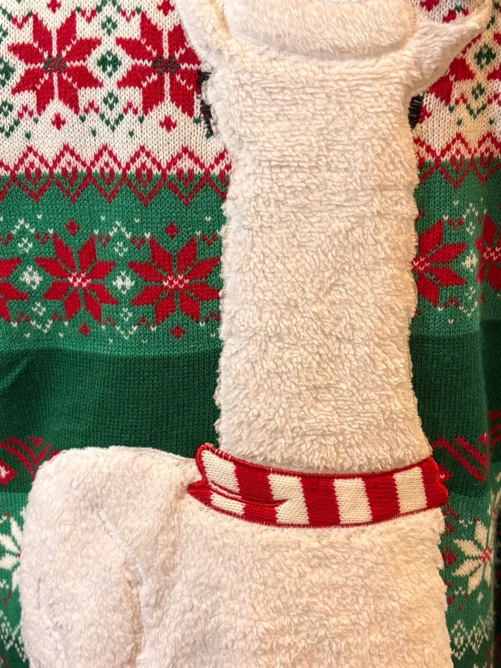 Ugly Christmas Green Sweater Blizzard Bay Llama In Sunglasses Scarf Unisex Sz L